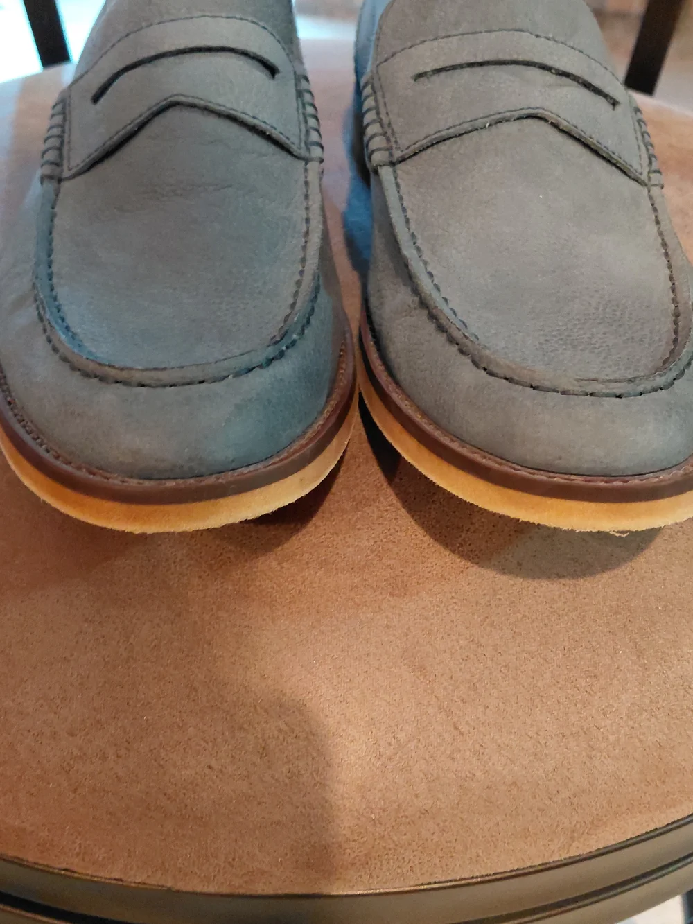 Men's Blue Suede Penny Loafers